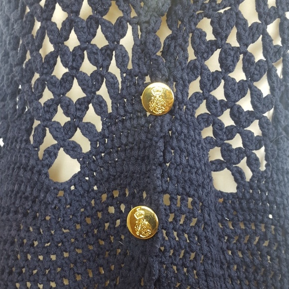 Free People Navy Crocheted Sweater Vest - Picture 3 of 8